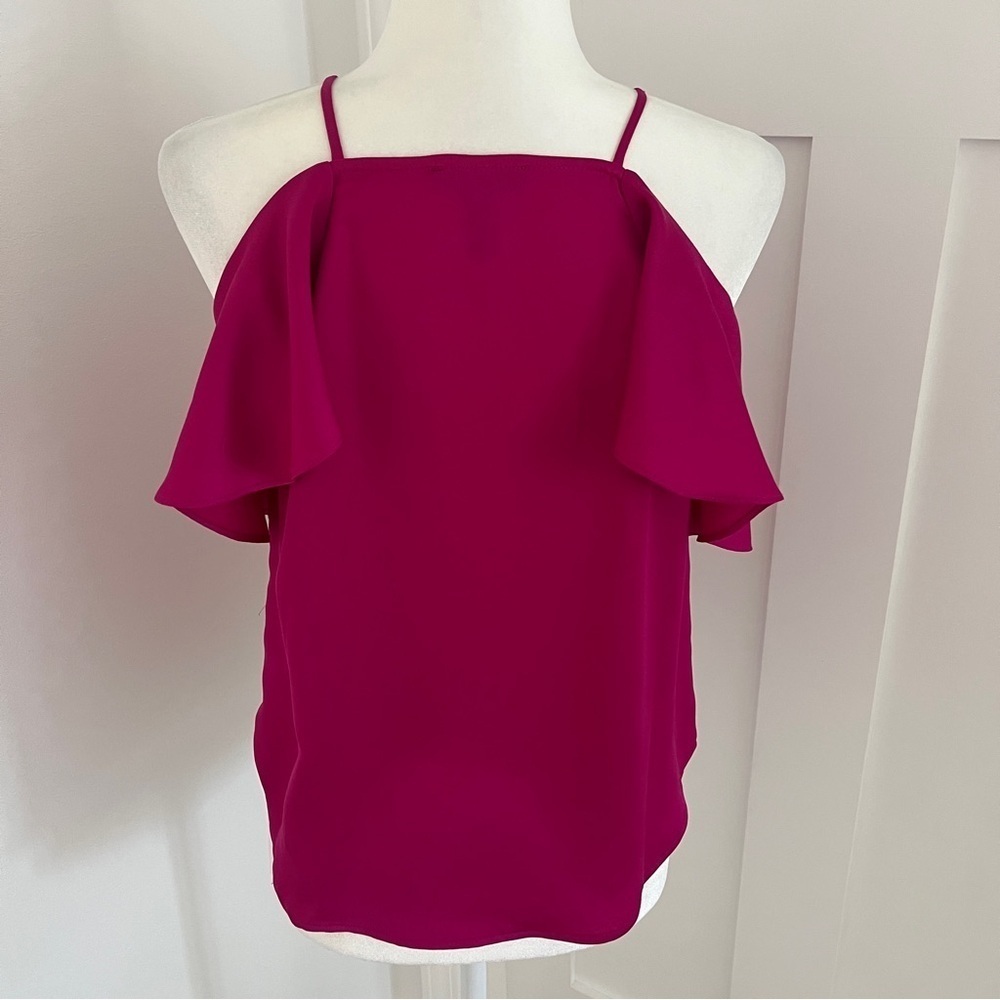 Aqua Magenta fuchsia pink Women's satin sleeveless Top blouse Sz XS *P17 - Picture 2 of 3